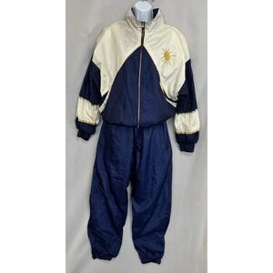 Vintage G-4000 Tracksuit 80s Pants‎ & Jacket Blue Retro Nylon Sun Front Sz L Y2K